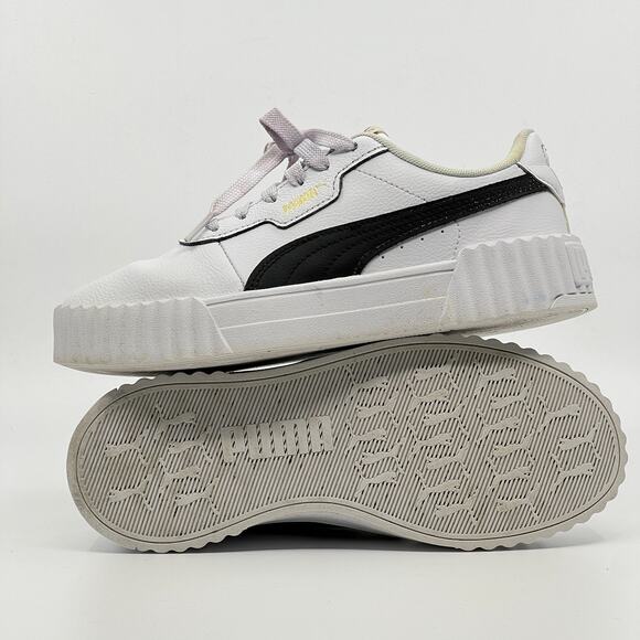 PUMA Carina Platform Sneakers White Black Women’s 6 400365-03 Used - Picture 2 of 10